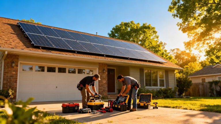 Home with solar panels installed on roof.