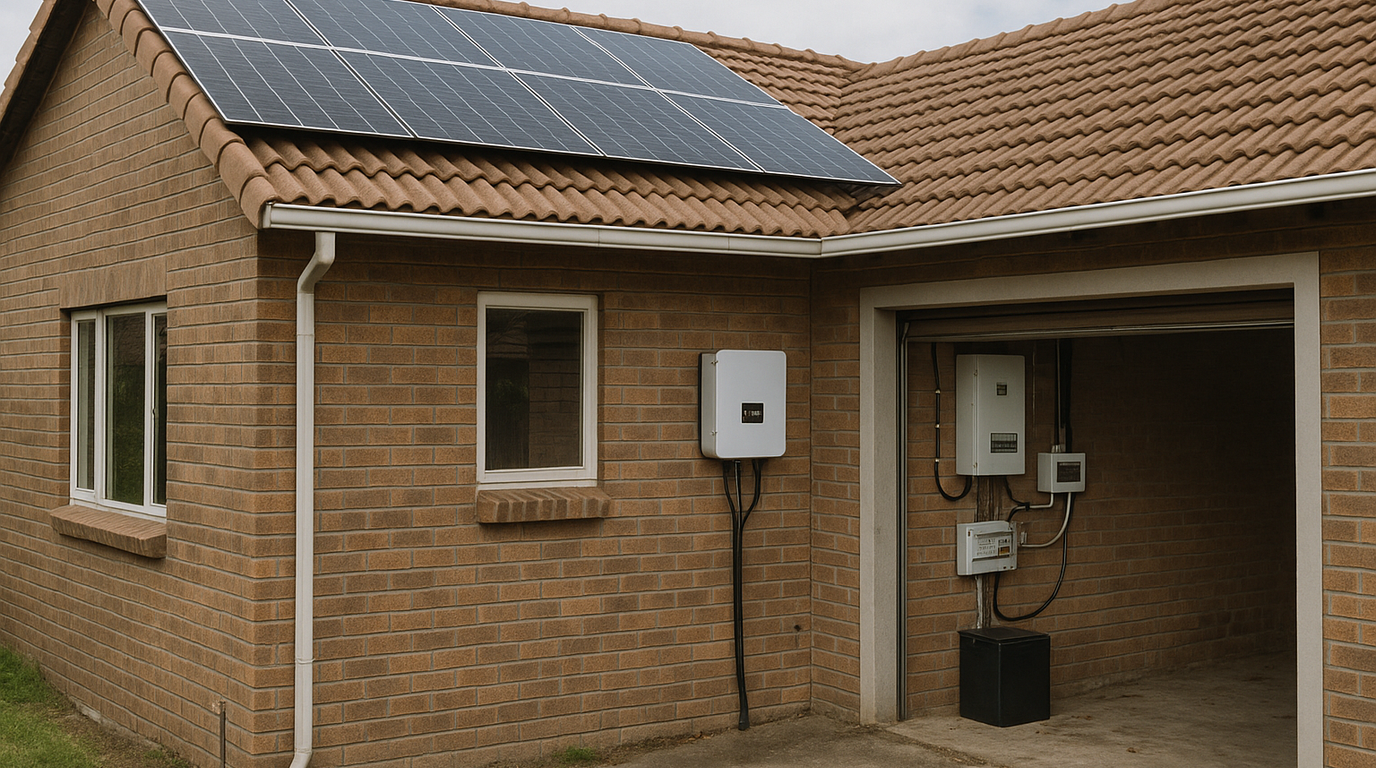 A real-world photograph of a scene related to rooftop solar power.