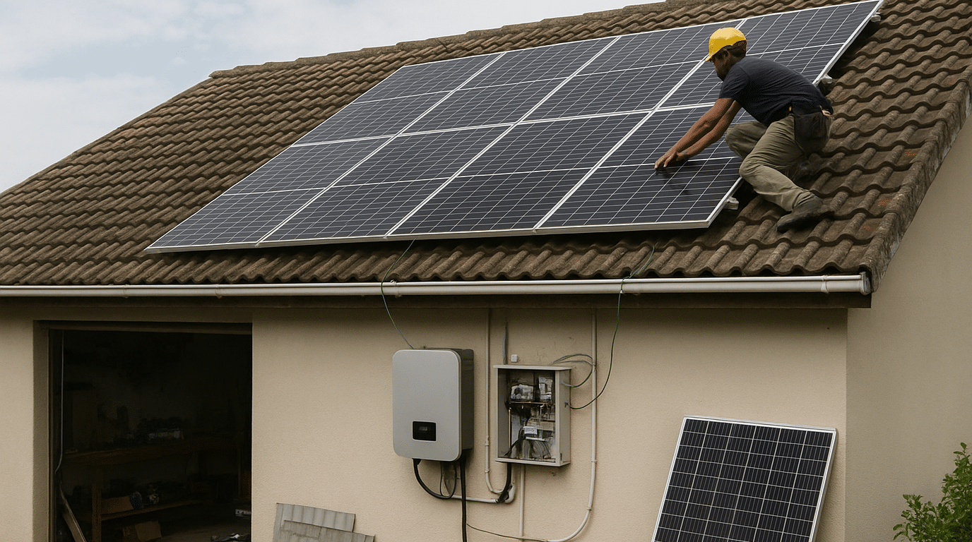 A real-world photograph of a scene related to solar installation.